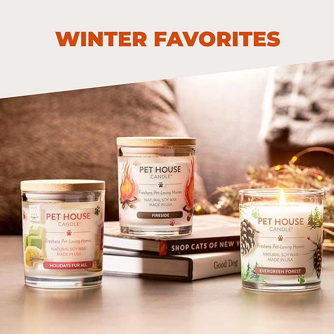 Pet House Pet Odor Candle Plant Based Scented Candle Clean Burning Long Lasting for Home Evergreen Forest