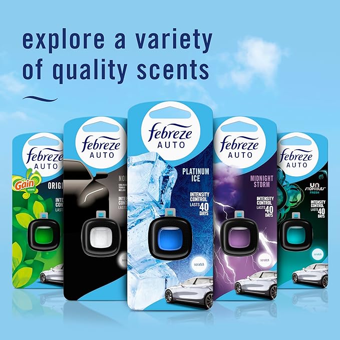 Febreze AUTO Air Freshener Odor-Fighting Automotive Vent Clip Old Spice Swagger Scent 8 Count
