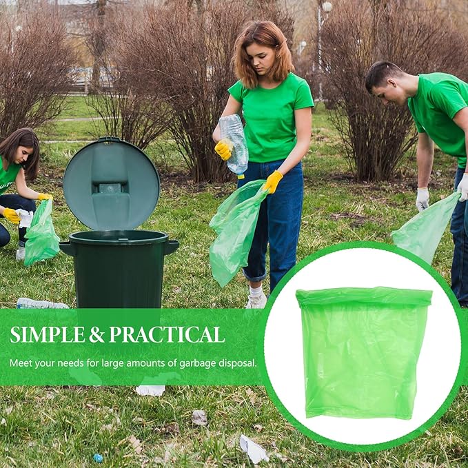 ibasenice 50pcs Green Heavy-duty Tear-resistant Large Plastic Trash Bags 80x100cm for Commercial Hotel Restaurant and School Waste Disposal
