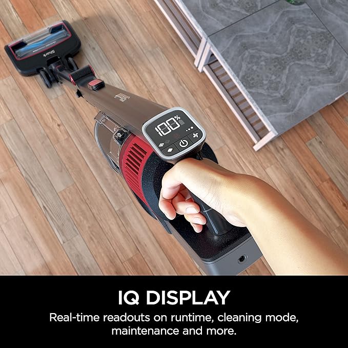 Shark Cordless Vertex Pro Lightweight Cordless Stick Vacuum with DuoClean PowerFins HEPA Fitler Anti-Allergen Complete Seal LED Headlights For Carpets &amp Hardfloors Red IZ662H
