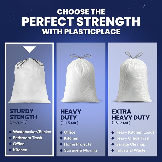 Plasticplace 8 Gallon Trash Bags │ 0.7 Mil │ Lavender and Soft Vanilla Scented Garbage Can Liners │ 22 x 22 (200 Count) White