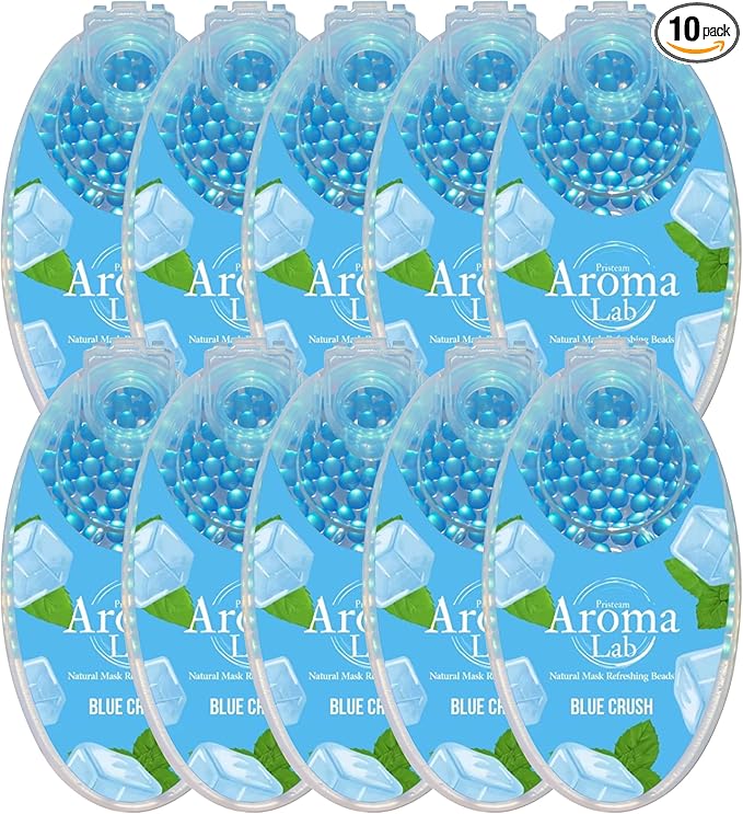 Face Mask Refresher - 1000 Blue Menthol Scented Air Freshener Beads for Face Masks – Long-Lasting Fresh Aroma with Natural Essential Oils (10 Packs of 100)
