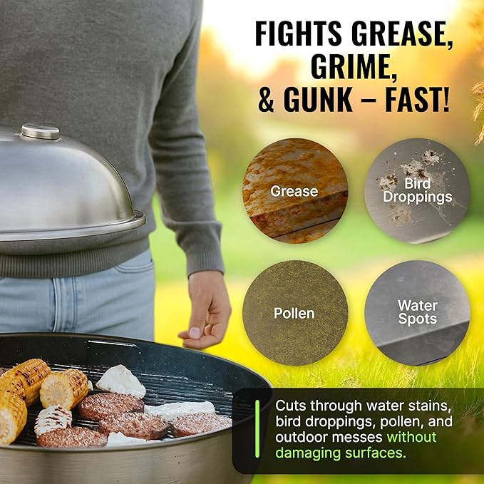 Citrusafe Grill Cleaning Kit - BBQ Cleaner Exterior Cleaner Grill &amp Griddle Scrubber 3CT Microfiber Towel