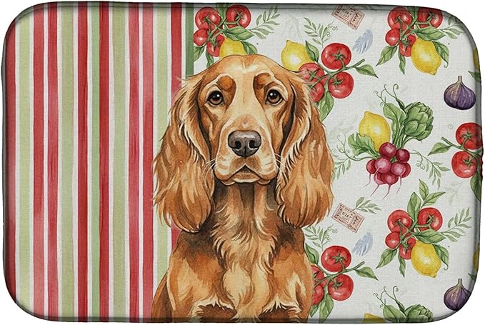 Caroline's Treasures Sussex Spaniel Vegetables Dish Drying Mat Absorbent Dish Drying Mat Pad for Kitchen Counter Dish Drainer Mat for Countertop 14 x 21 Multicolor