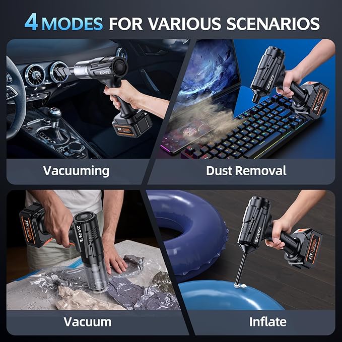 Cordless Handheld Car Vacuum Cleaner 50000Pa High-Power Brushless Motor Rechargeable Dust Buster with 2 Batteries &amp Charger 6-in-1 Portable Vacuum Cleaners for Home Pet Hair Black