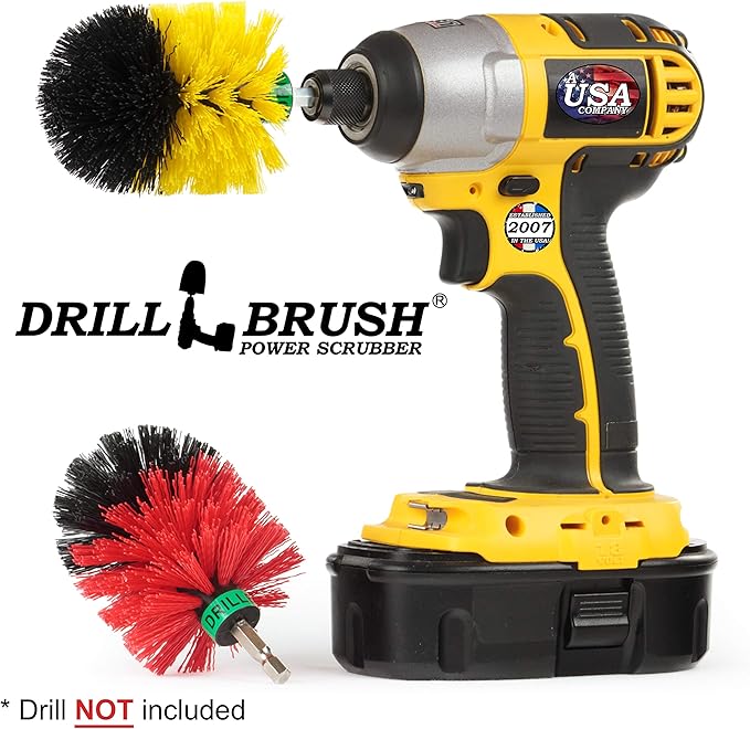 Mini Size Tub and Tile and Grout Power Scrubber Kit Medium and Stiff Brushes