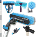 IGADPole 12 FT Water-Fed Washing Kit with Soap-Dispenser Brush 10″ Squeegee &amp Cobweb Duster for Windows Gutters Solar Panels &amp Exterior Walls