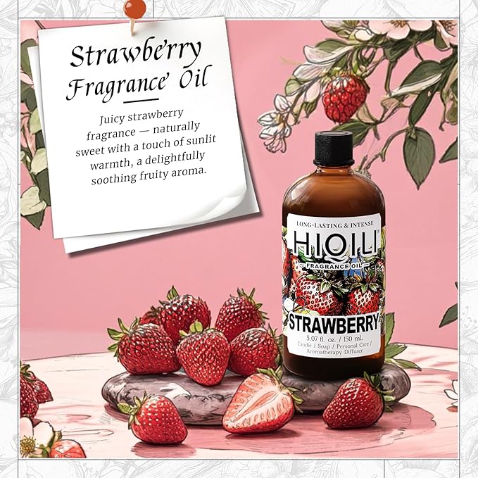 HIQILI Strawberry Fragrance Oil for Diffuser Use Great for Candle Soap Body Butter Making DIY Fruity Scent Perfume - 5.07 Fl Oz