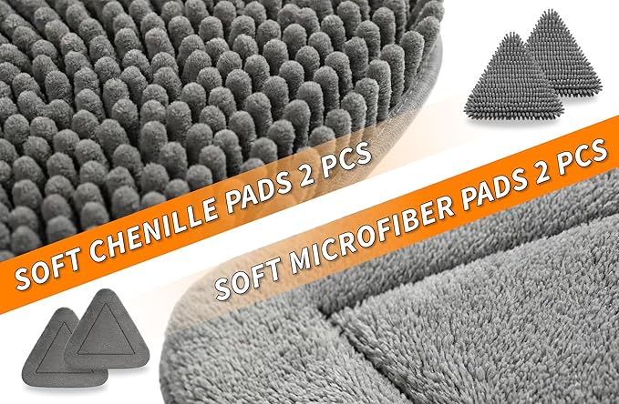 Wall Cleaner Tool with 4 Replacement Pads // 3-in-1 Wall Washer Mop for Walls Baseboards and Windows // Wall and Baseboard Cleaner Fits All Extension Poles with Acme Thread (Pole Sold Separately)