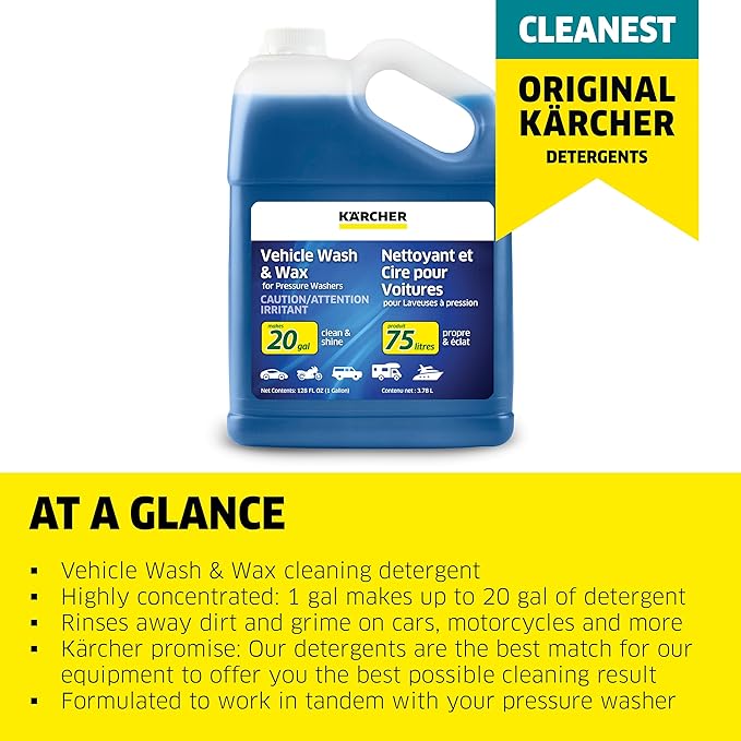 Kärcher Pressure Washer Cleaning Soap Concentrate Bundle - Multi-Purpose for Outdoor Surfaces Car Wash &amp Wax 1 Gallon Each