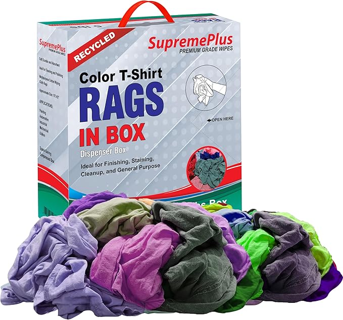 Recycled Color Knit Cleaning Rags (5 lbs. Compressed Box) – Shop Cloths Bulk for Workshops Mechanics Painters and Home Use Multipurpose Cotton T-Shirt Rags