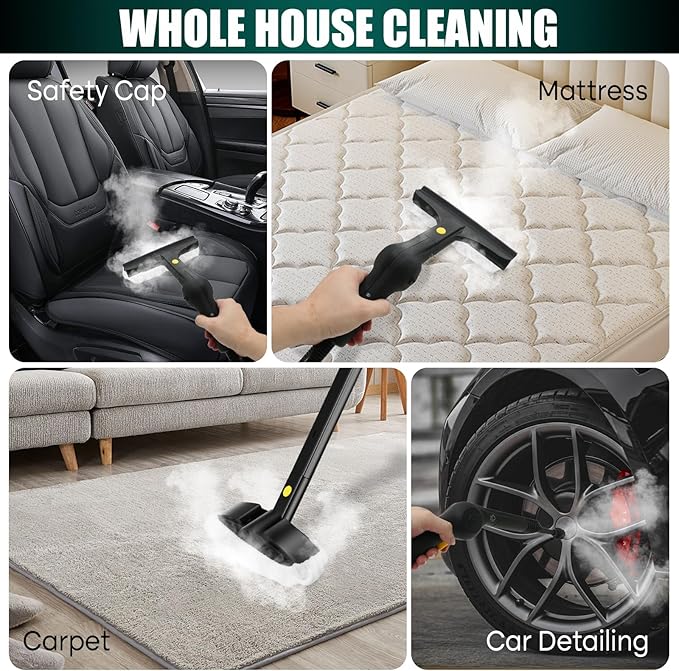 Steam Cleaner Heavy Duty Steamer Multipurpose Powerful Steam Mop with Extra-Long Power Cord for Home Floor Cleaning Carpets Grout Tile Car Sofa