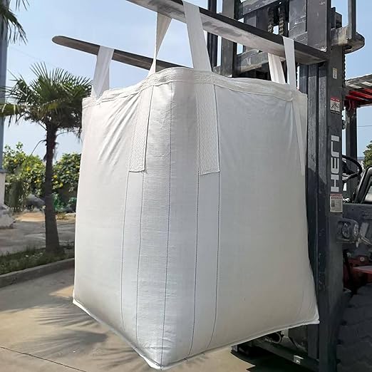 10 Pack ewori FIBC Jumbo Bulk Bag Diamond One Ton Bag 35.4L x 35.4W x 43.3H 3300lbs SWL Safty Factor 3:1 Duffle Top Flat Bottom Heavy Duty Construction Woven Polypropylene Bags (10)