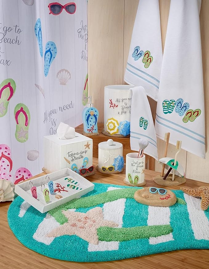 Avanti Linens - Tissue Box Cover Beach Inspired Bathroom Decor (Beach Mode Collection)