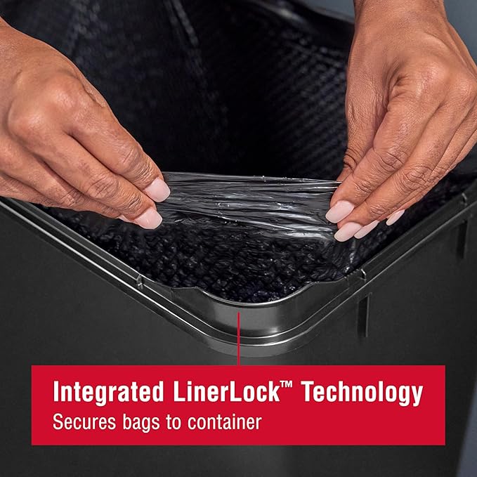Rubbermaid Touch-Top Kitchen Trash Can with Lid 12.2 Gallon Black Garbage Container for Home/Kitchen/Apartment/Garage