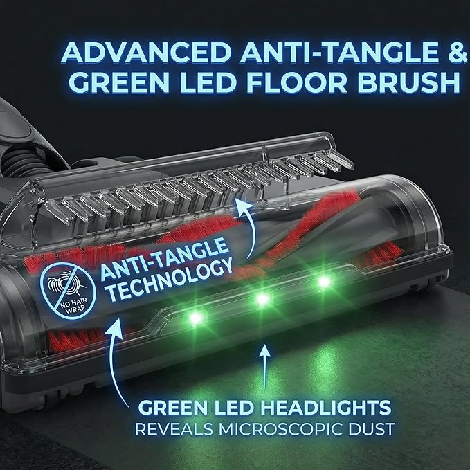Cordless Vacuum Cleaner 550W 48kPa 60 Mins Runtime Vacuum Cleaners for Home Stick Vacuum with Intelligent Display Rechargeable Battery and Anti-Tangle Brush Perfect for Pet Hair/Carpet/Floors