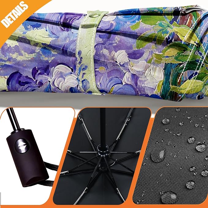Small Compact Travel Automatic Folding Umbrella for Women Portable Lightweight Rain Wind UV Sun Shade