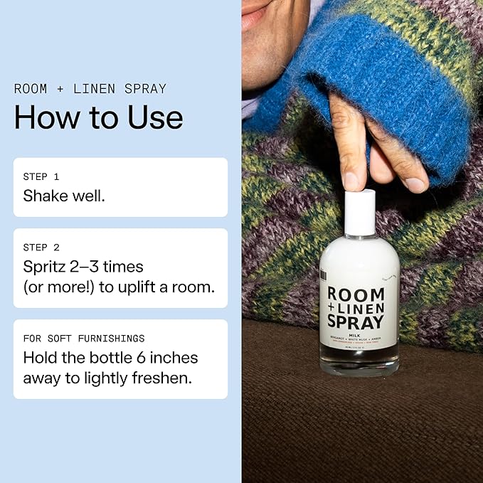 DedCool Room + Linen Spray | Xtra Milk | Natural Fabric &amp Linen Spray | Non-Toxic Essential Oil Infused | Freshens Home Bedding Couch Closet &amp Bath | 3.5 fl oz