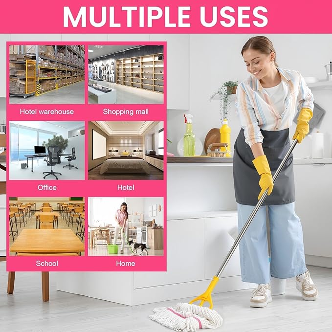 Eccliy 6 Pack Heavy Loop End Cotton String Mop Head Heavy Duty Mop Head Commercial Refills Replacement Bulk for Home Industrial Commercial Floor Cleaning (WhitePink)
