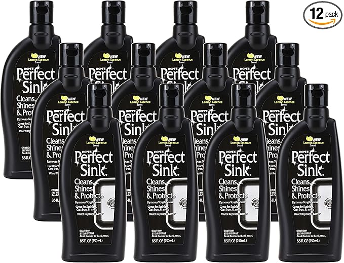 HOPE'S Perfect Sink 8.5 oz Sink Cleaner and Polish Restorative Water-Repellant Formula Stain Remover Good for Stainless Steel Cast Iron Porcelain Corian Composite 12 Pack