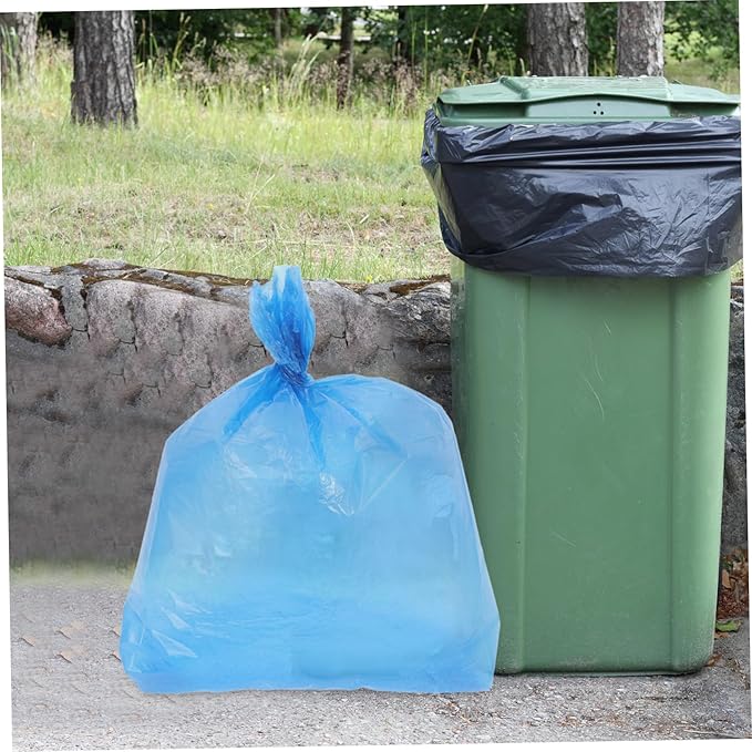50pcs Thickened Plastic Trash Bags Tear-resistant Garbage Liners for Kitchen Bathroom Large Capacity PE Material Blue for Home Office School