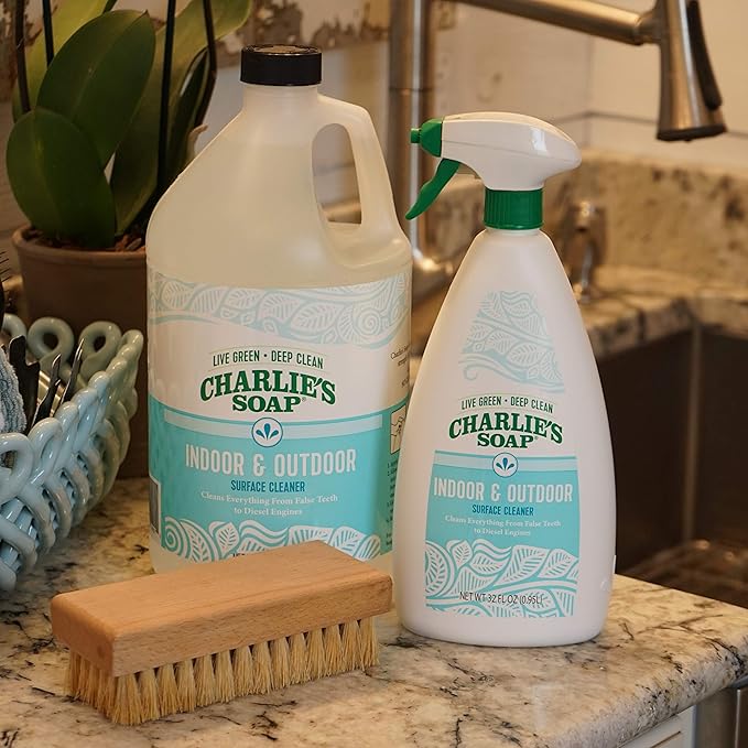 Charlie's Soap Indoor &amp Outdoor Surface Cleaner (32 Fl. Oz. 6 Pack) Natural Outdoor Cleaning Spray – Safe for Indoor Use – Non-Toxic and Biodegradable