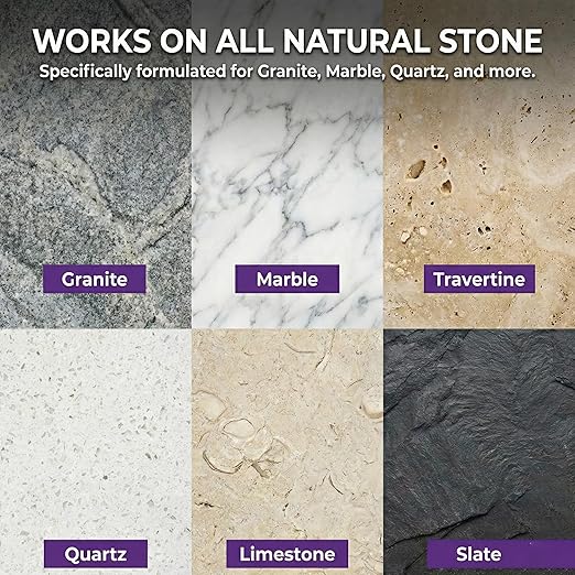 Granite Sealer &amp Protector Spray - 35 Oz Marble Sealer for Quartz Quartzite Stone Granite Countertops - Prevents Water Spots &amp Oil Stains - Non-Toxic Stone Care for Kitchen Bath &amp Show