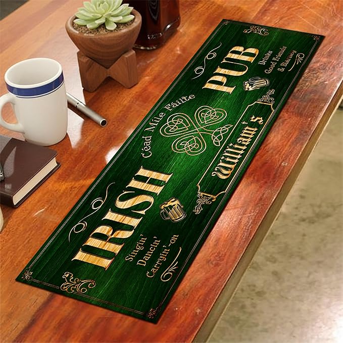 THUYPT Personalized Irish Bar Mat Dish Drying Mat for Irish Pub St Patrick's Day Decor Bar Shamrock Spill Mat Kitchen Counter Accessories Home Bar Decor St Patrick's Day (04)