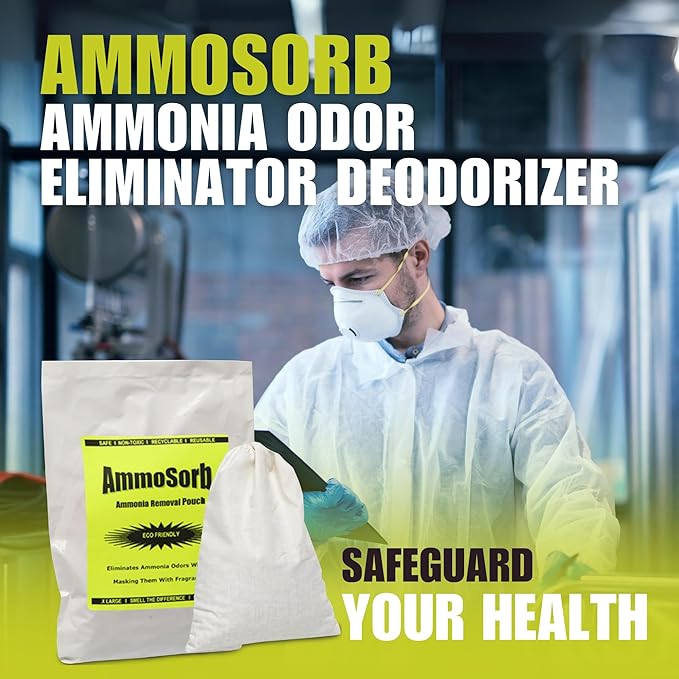 Reusable Ammonia Odor Eliminator Deodorizer Pouch: Treats 150 Sq. Ft.