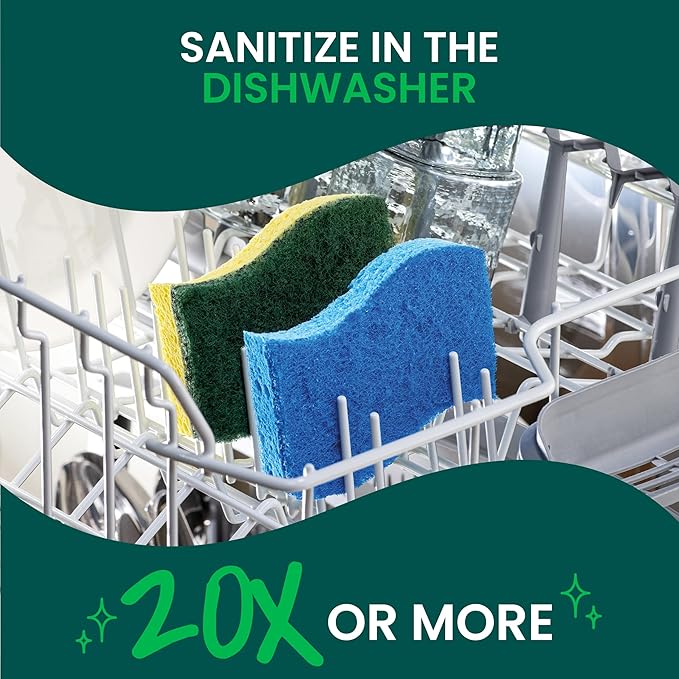 Scotch-Brite Heavy Duty Scrub Sponge 45 Kitchen Sponges Designed for Tough Messes in The Kitchen That Last 3X Longer* Best for Cast Iron Skillets and Outdoor Grills Flexible Durable and Strong