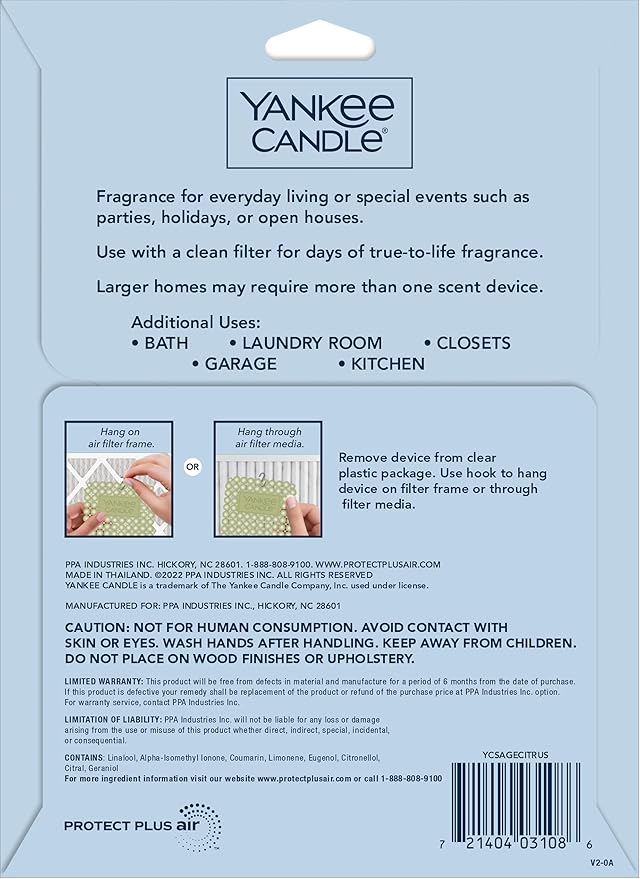 Yankee Candle Sage Citrus Whole Home Air Freshener (Pack of 8)