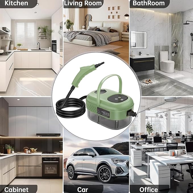 Handheld Steam Cleaner 1500W High Temperature Steam Cleaner with 1.1L Large Water Tank and 3 Brush Heads 6-gears Adjustable and 15 Seconds Fast Heating for Home Us