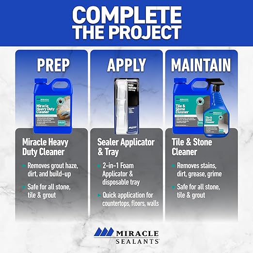 Miracle Sealants 511 Impregnator Advanced Penetrating Sealer for Countertops Stone Tile &amp Grout Quart
