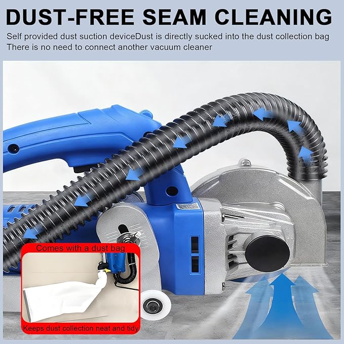 Electric Grout Cleaner 1200W High-Power Grout Cleaning Machine with Dust Bag and Adjustable Saw Blade for DIY Projects