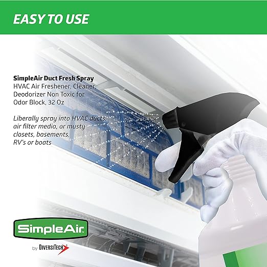 SC-3200 Duct Fresh Spray Air Freshener Deodorizer Professional HVAC Odor Remover for House Automotive 32 fl oz Clear