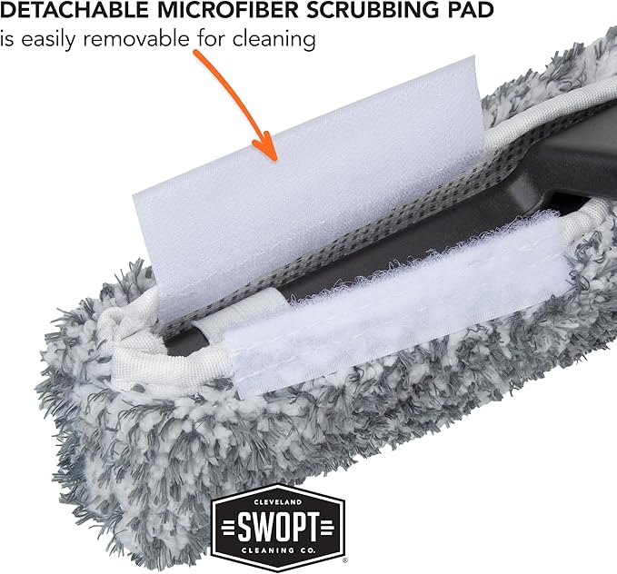 SWOPT 12 Combination Squeegee Head - Blade With Detachable Microfiber Scrubbing Pad - Interchangeable With All SWOPT Products for Efficient Cleaning and Storage