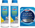 Glisten Dishwasher Magic Machine Cleaner &amp Disinfectant 2-Pack and Cooktop &amp Kitchen Cleaning Pads