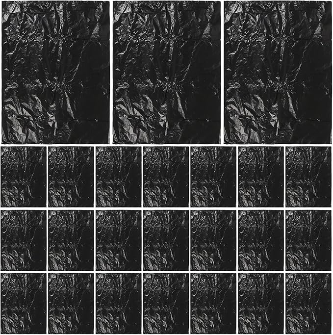 Black Garbage Bags 90x110cm 2.5mil Thick 25pcs Plastic Trash Bags for Bathroom Kitchen Office Waste Bin Liners