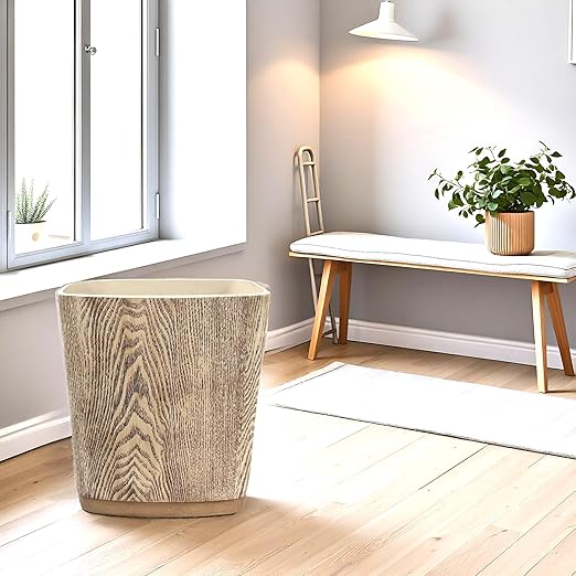 Hymmah Bathroom Trash Can 1.8 Gallon(7 Liter) Small Kitchen Garbage CanDecor Wastebasket for Bedroom OfficeResin Hand-Carved