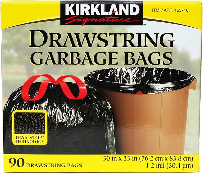 Kirkland Signature Drawstring Bags (Pack of 90/ 30 X 33) 90 Count