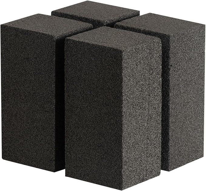 Grill Cleaning Brick 4-Pack – Non-Toxic Chemical-Free Commercial Grade Pumice Grill Cleaner Blocks for BBQ Grates Flat Top Griddle &amp Burnt Grease Removal