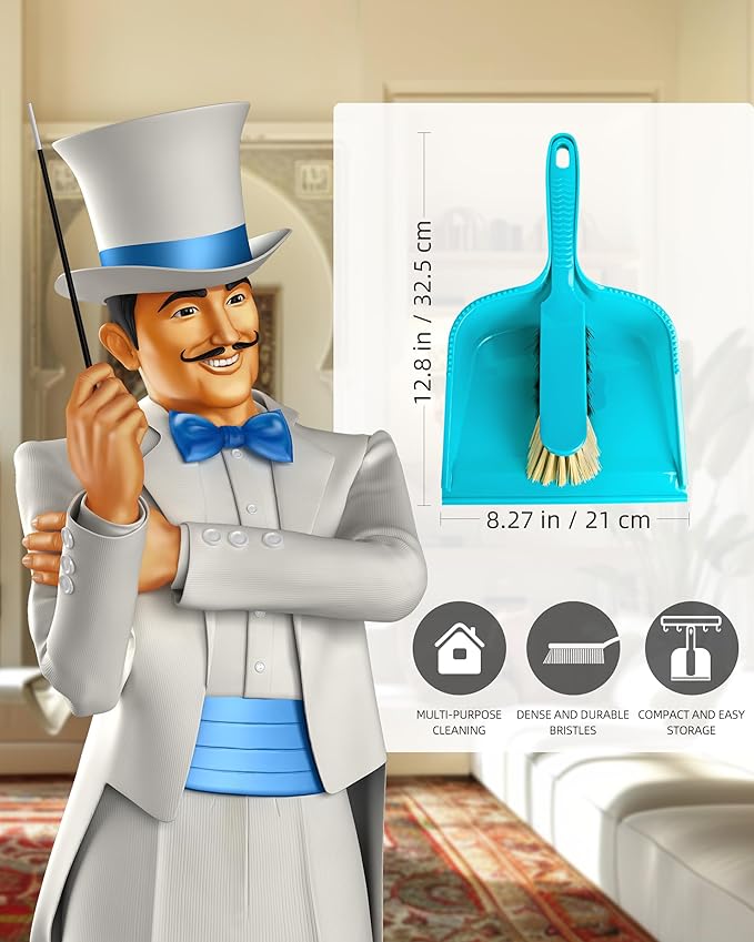 MR.SIGA Dustpan and Brush Set Pack of 2 Set Blue &amp Grey