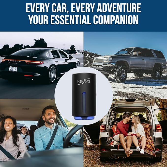 2 Smart Car Air Freshener Diffusers – Rechargeable Auto Scent Device Set with 12 Refills – Anti-Leak System 3 Spray Modes &amp Motion Sensor Auto On/Off