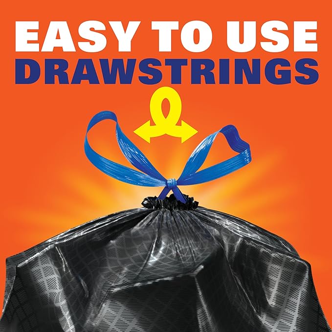 Hefty Ultra Strong Multipurpose Large Trash Bags Black Unscented Scent 30 Gallon 25 Count (Pack of 6) 150 Total