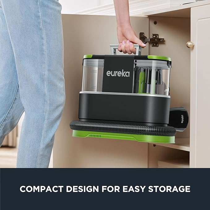 EUREKA Portable Carpet and Upholstery Cleaner Spot Cleaner for Pets Stain Remover for Carpet Area Rugs Upholstery Coaches and Car 50.7oz Large Water Tank NEY101GR with Cleaning Formula Green