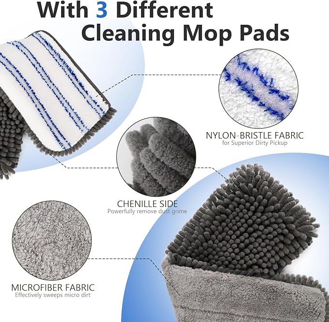 Masthome Microfiber Mops for Floor CleaningDust Mop with 4 Reusable PadsFlat Flip Mops for Wet &amp Dry UseProfessional Microfiber Mop for Hardwood LaminateTile Floor Cleaning-1 Scraper