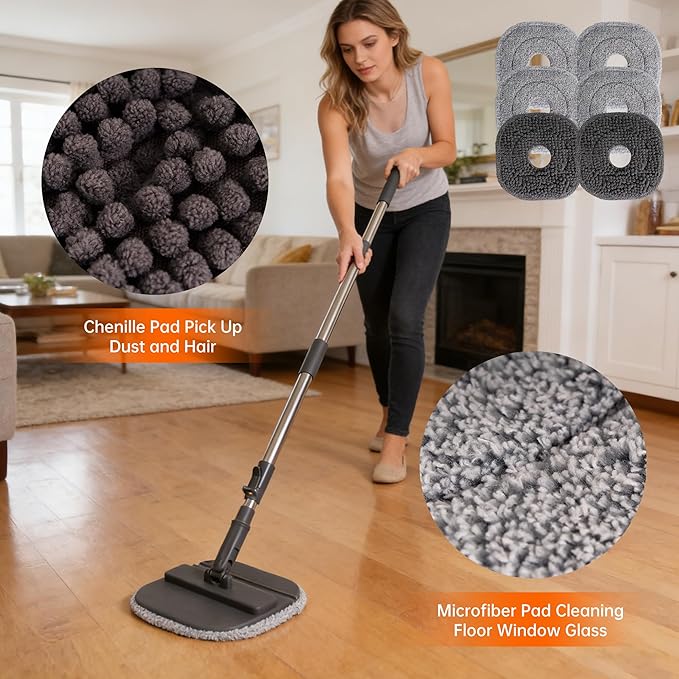 Collapsible Mop and Bucket Set Spin Mop with Separate Dirty and Clean Water 6 Replaceable Mopping Pads with Foldable Handle Deep Cleaning Mops and Buckets for Household Use Floor Cleaning
