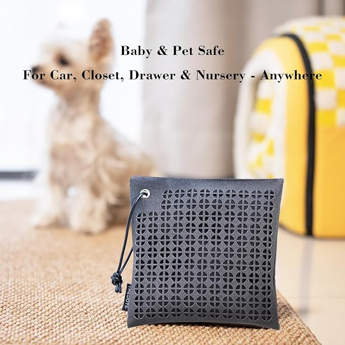 THEDOTS Car Air Purifier Bags (Leather Style) - 2 x 500g Bags (1kg Total) Activated Charcoal Odor Eliminator for Smoke - Unscented Mineral Crystal Absorber for Auto &amp Home (Grey&ampBrown)