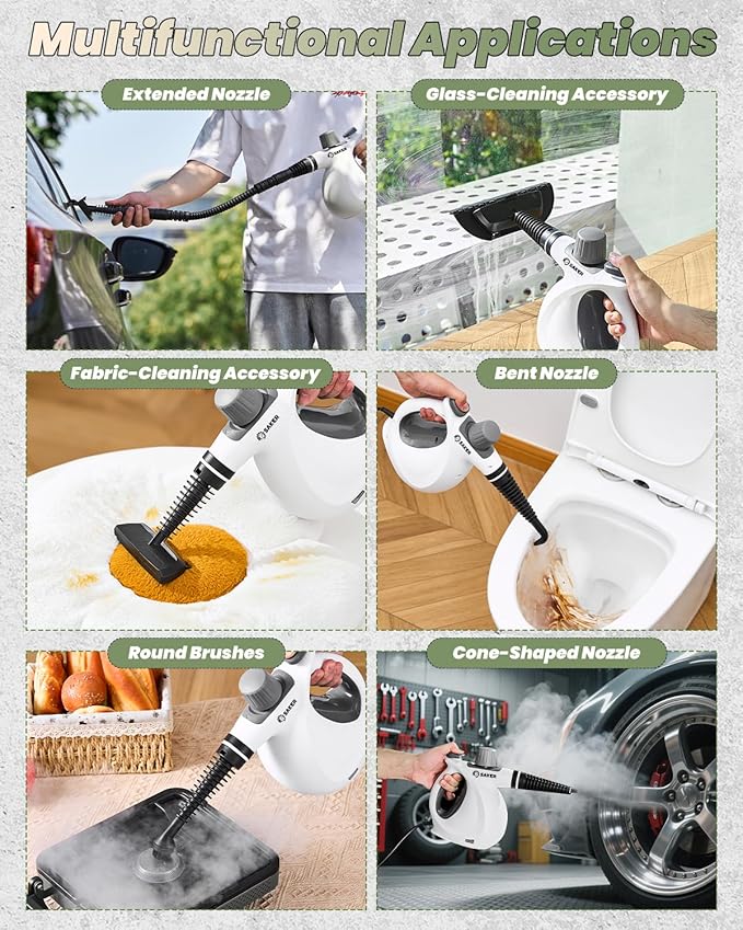 Saker Handheld Steam Cleaner UpgradedPortable Steam Cleaner for Home1050W Steam CleanerQuick Heating &amp Deep Cleaning of Floors Cars and Kitchen(with 5 Fiber Cloths)