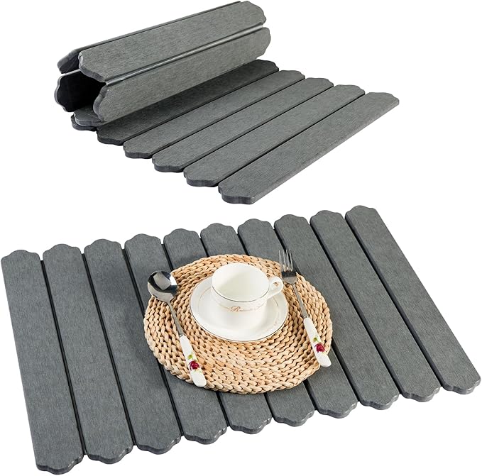 Large Stone Dish Drying Mat for Kitchen Counter24(L)×16(W) Quick Dry Collapsible Dish Drying MatEco-Friendly Diatomaceous Earth Mats for Dishes Bottles CupsMatch Any Countertop Dark Gray
